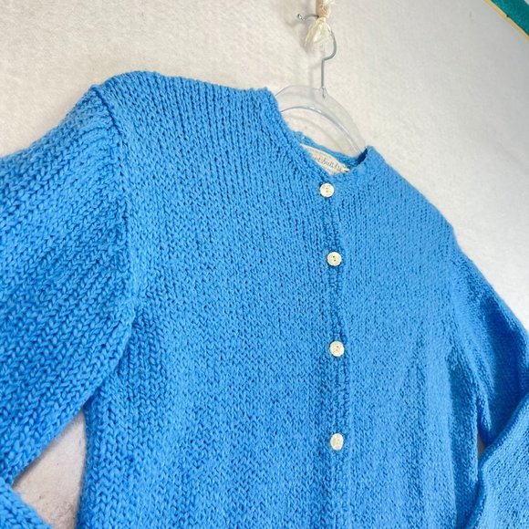 Vintage ROBERT SCOTT Womens 34 Blue Floral Button Long Sleeve Cardigan Sweater - Picture 3 of 11